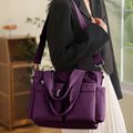 Gocvo Casual Tote Bags with Multiple Pockets, Nylon Large Capacity Crossbody Tote Bag, Working Bag for Ladies (Dark Purple)