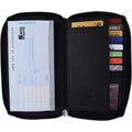 Marshal Genuine Leather Double Zipper Clutch Checkbook Wallet for Women #4575CF RFID Black