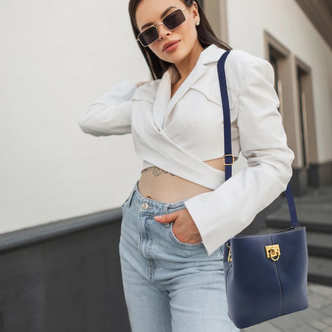 Kabuer Women's Crossbody Bucket Bag, Purse with Adjustable Shoulder Strap, PU Leather