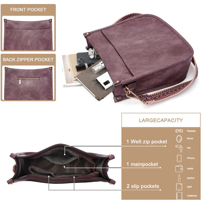 HKCLUF Crossbody Bags for Women Hobo Handbags with 2 Adjustable Leopard Guitar Strap Shoulder