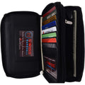 Marshal Genuine Leather Double Zipper Clutch Checkbook Wallet for Women #4575CF RFID Black