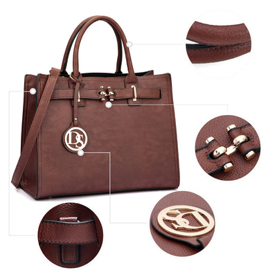 Dasein Women Satchel Purses Handbags Belted top-Handle Work Tote Shoulder Bags with Long Strap