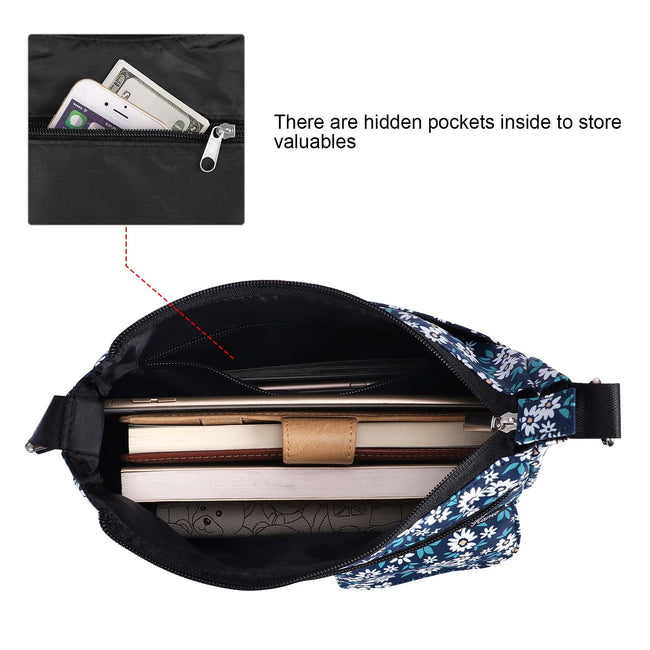 HAWEE Crossbody Bag for Women - Multi-pocket Shoulder Bag Lightweight Messenger Bag Casual printed Purse Handbag Travel Bag
