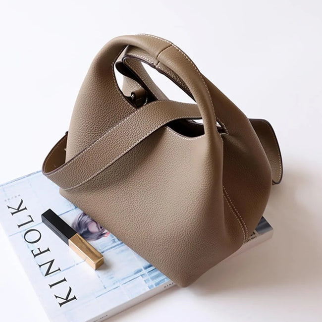 HLSOHJP Small Genuine Leather Crossbody Bags Hobo Purse for Women Shoulder Bucket Bag Luxury Designer Handbag Satchels