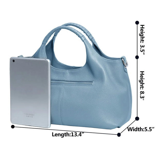 Colisha Genuine Leather Purses and Handbags for Women Top Handle Satchel Large Work Tote Shoulder Crossbody Bag Sky Blue