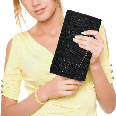 Lohol Clutch Purses for Women Formal Dressy Evening Bag Handbags Crossbody Bag for Wedding Cocktail Prom Party Elegance Charm (Black)