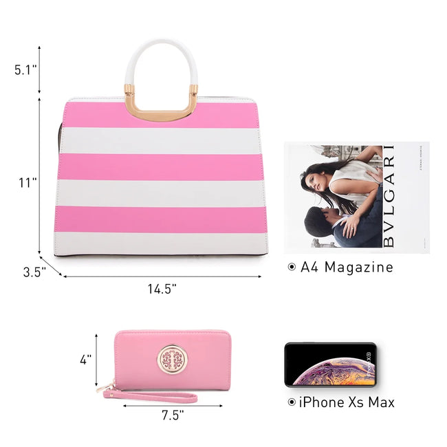 Dasein Women Handbag Top Handle Shoulder Bag Tote Satchel Purse Work Bag with Matching Wallet