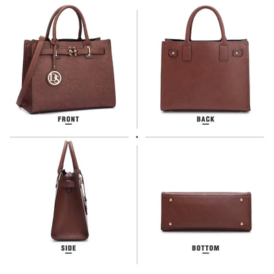 Dasein Women Satchel Purses Handbags Belted top-Handle Work Tote Shoulder Bags with Long Strap