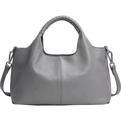 Colisha Genuine Leather Purses and Handbags for Women Top Handle Satchel Large Work Tote Shoulder Crossbody Bag Gray