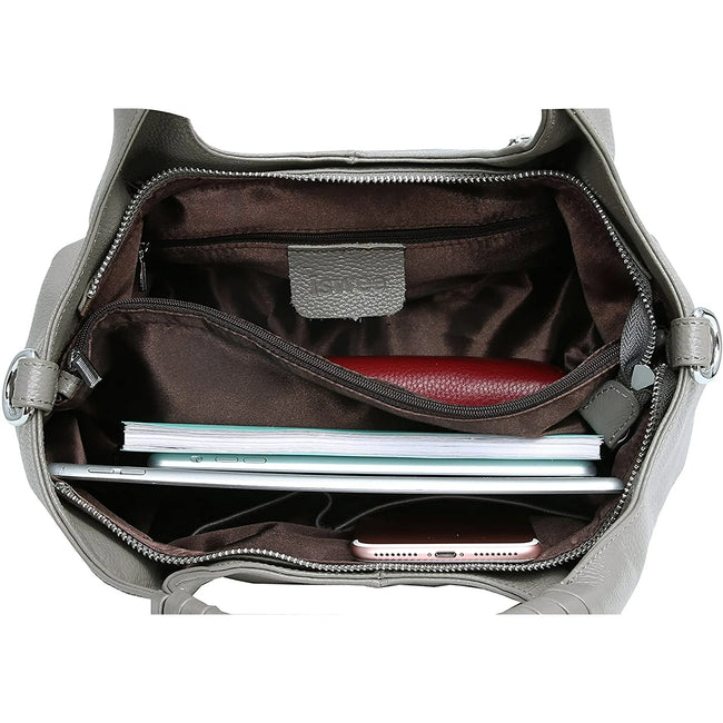 Colisha Genuine Leather Purses and Handbags for Women Top Handle Satchel Large Work Tote Shoulder Crossbody Bag Gray