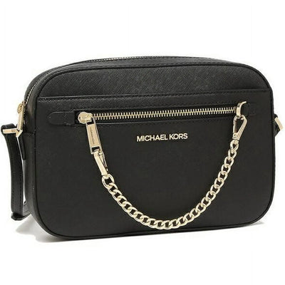 Michael Kors Women's Adult Two inside pockets leather East West Chain Crossbody Bag, Black/Large