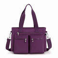 Gocvo Casual Tote Bags with Multiple Pockets, Nylon Large Capacity Crossbody Tote Bag, Working Bag for Ladies (Dark Purple)