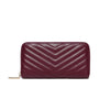 Daisy Rose Quilted Zip Around Wallet and Phone Clutch - RFID Blocking with Card Holder Organizer -PU Vegan Leather - Burgundy