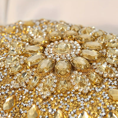 LIS BAGS Evening Bag Clutch Purses for Women Ladies Sparkling Party Handbag Wedding Cocktail Prom Bag Sunflower shape, Gold