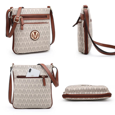 MKP Medium Crossbody Purses for Women Multi Pockets Crossover Bag Signature Monogram with Expandable Side Zippers for Ladies