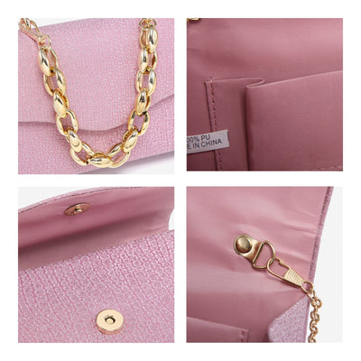 Chain Clutch Purse Glitter Frosted Evening Bag Party Cocktail Prom Handbags for Women