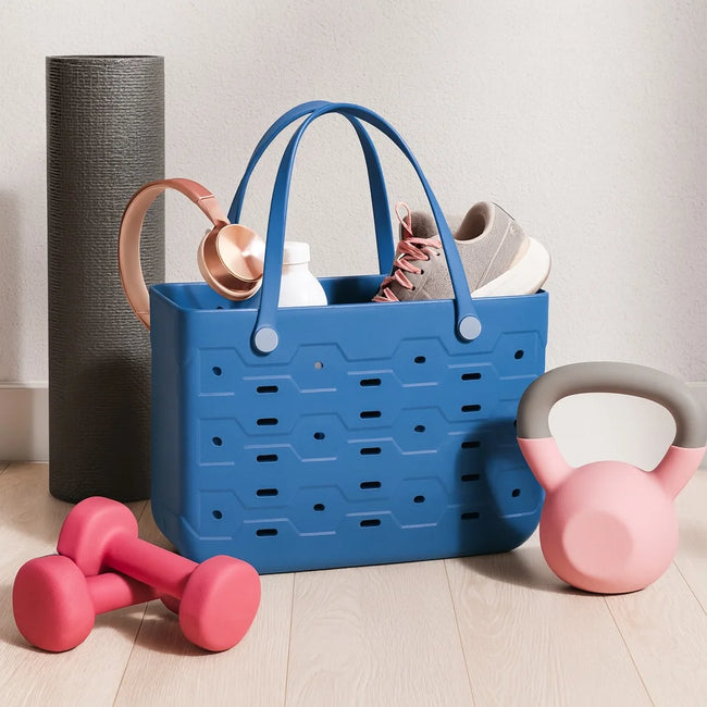 Mainstays Large All Purpose Flex Laundry Tote, Washed Indigo – Waterproof & Washable – 18" W x 8.75" D x 13" H