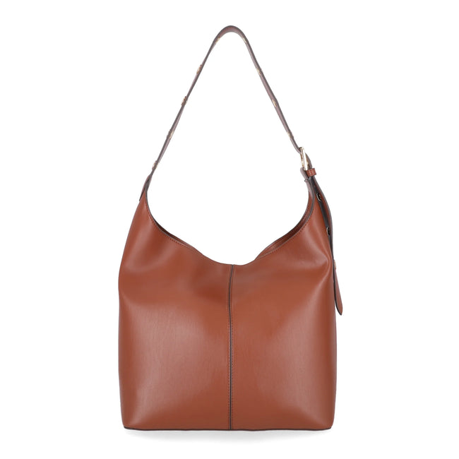 Time and Tru Women's Shively Faux Leather Bucket Handbag, Cognac