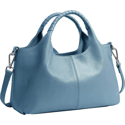 Colisha Genuine Leather Purses and Handbags for Women Top Handle Satchel Large Work Tote Shoulder Crossbody Bag Sky Blue