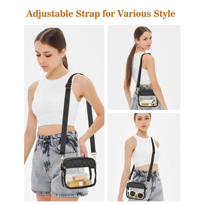 Clear Crossbody Bag Stadium Approved, Clear Bag for Stadium Events, Small Clear Purses for Women Stadium Crossbody