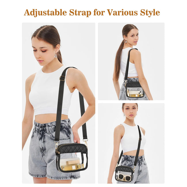 Clear Crossbody Bag Stadium Approved, Clear Bag for Stadium Events, Small Clear Purses for Women Stadium Crossbody
