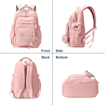 DAKIMOE Large capacity Backpack Aesthetic Student Schoolbag Middle School Backpack, Pink