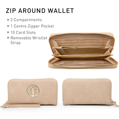 Dasein Women Large Satchel Handbag Shoulder Purse top Handle Work Bag Tote with Matching Wallet