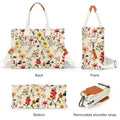 Gocvo Canvas Tote Bag for Women, Large Multi-Pocket Shoulder Handbag, Crossbody Messenger Bag, Retro Flower