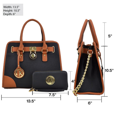 Dasein Women Handbags Top Handle Satchel Purse Shoulder Bag Briefcase Hobo Bag Set 2Pcs