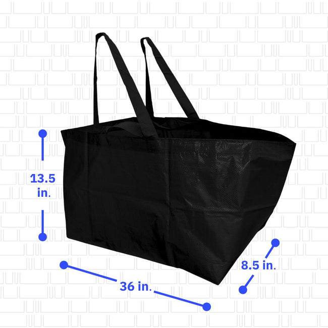 DuraSack Haul-It-All Reusable Shopping Bag, Heavy Duty, 36"L x 8.5"W x 13.5"H, Black, 4-Pack