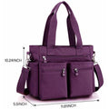 Gocvo Casual Tote Bags with Multiple Pockets, Nylon Large Capacity Crossbody Tote Bag, Working Bag for Ladies (Dark Purple)