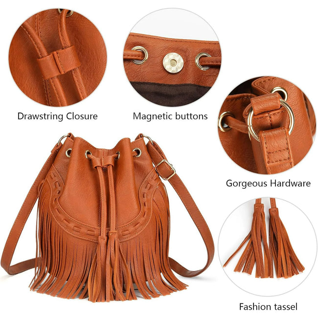 Boho Purses, Boho Bag, Black Fringe Purse, Western Purses for Women, Crossbody Bags for Women, Bucket Bags